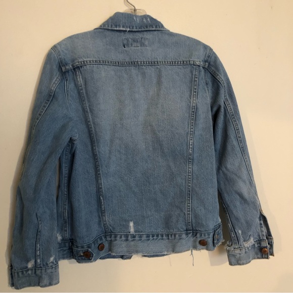 Lucky Brand Denim Jacket Distressed M The Tomboy Trucker Medium Womens Blue - Picture 3 of 5